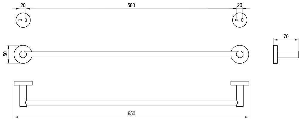 Porte-serviette Kona 60 cm