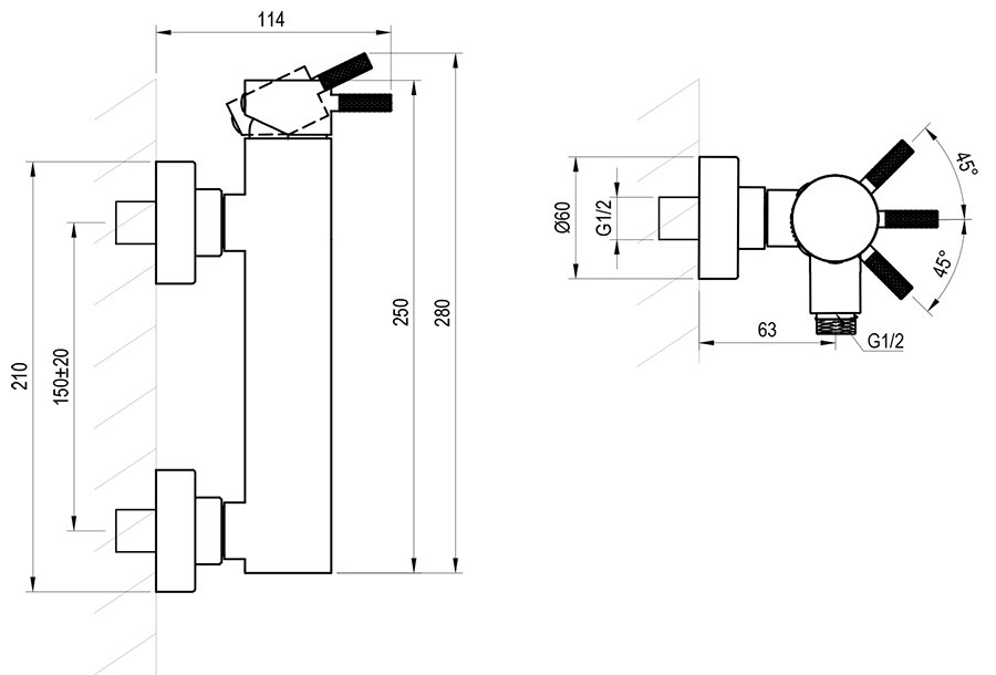 Mitigeur mural de douche Nox NX 032.00