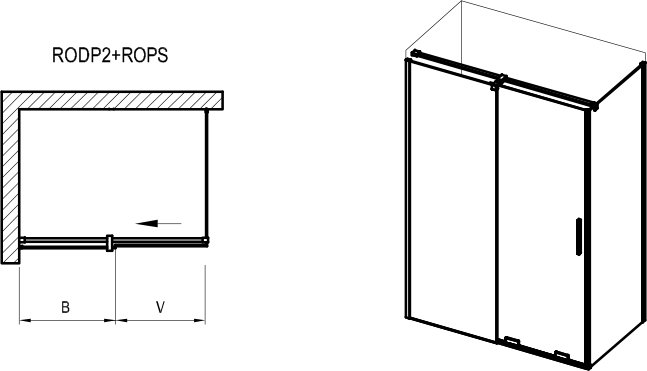 Cabine de douche Roll RODP2+ROPS