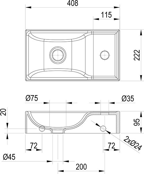 Petit lavabo Veda Wall
