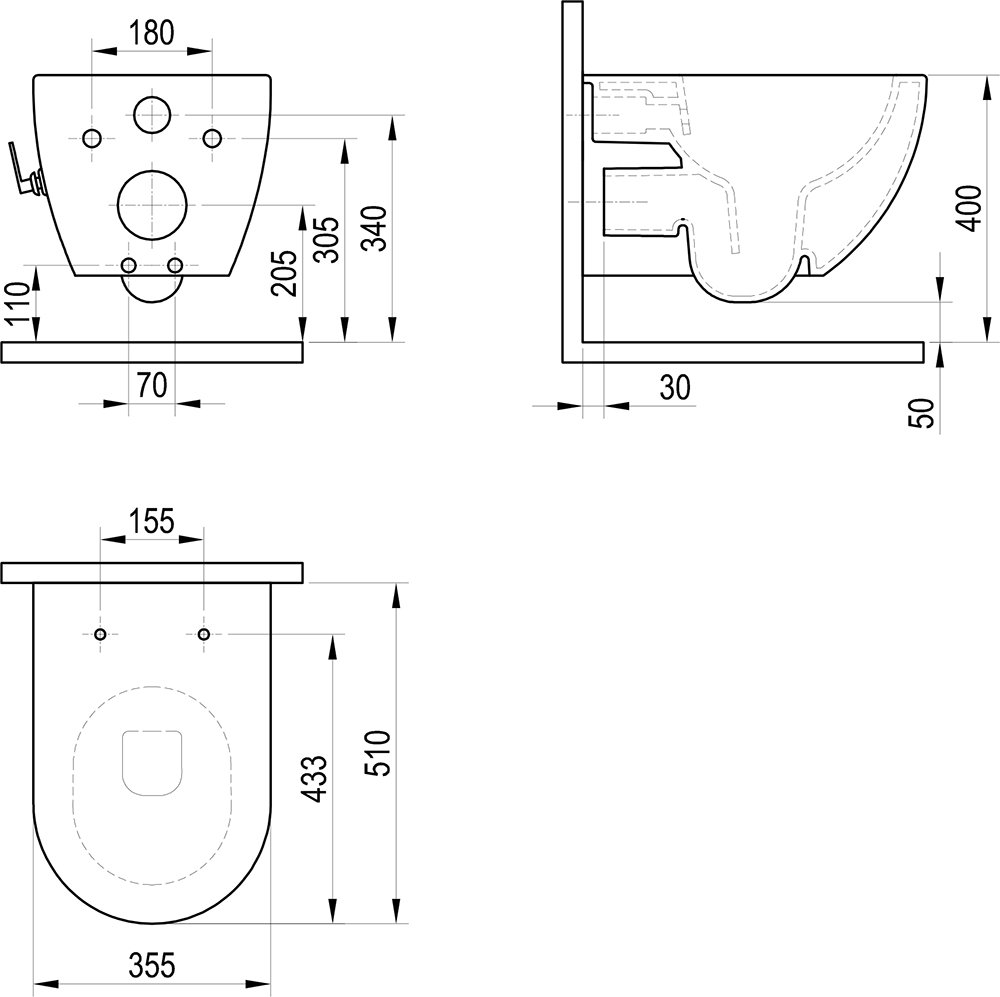 WC avec buse de bidet Uni Chrome RimOff